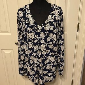 Lane Bryant Plus Long Sleeve V Neck Blouse
